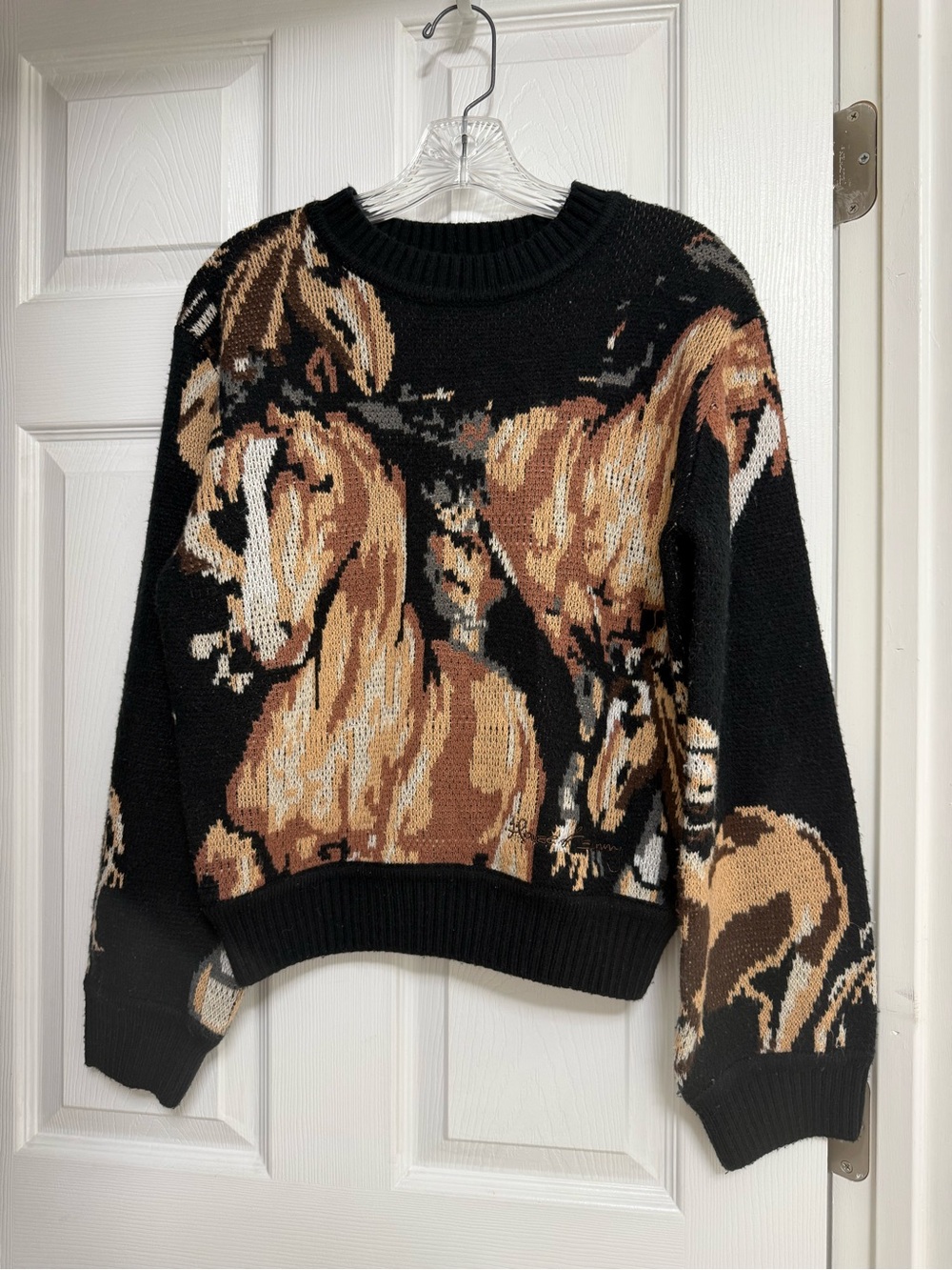 House of Sunny classic wild horses sweater in black
